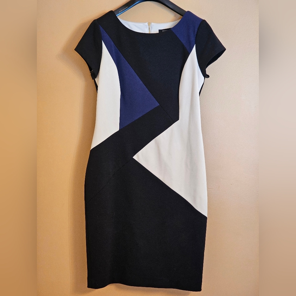 Ellen Tracy Sheath Dress, Color Block, Size 6